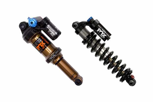 Two mountain bike rear suspension shocks