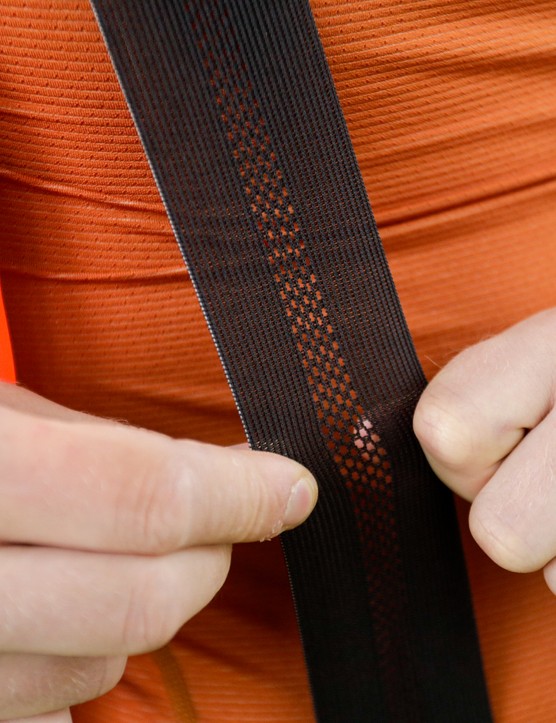 Ventilation holes in Assos Equipe RSR S9 Targa bib short straps